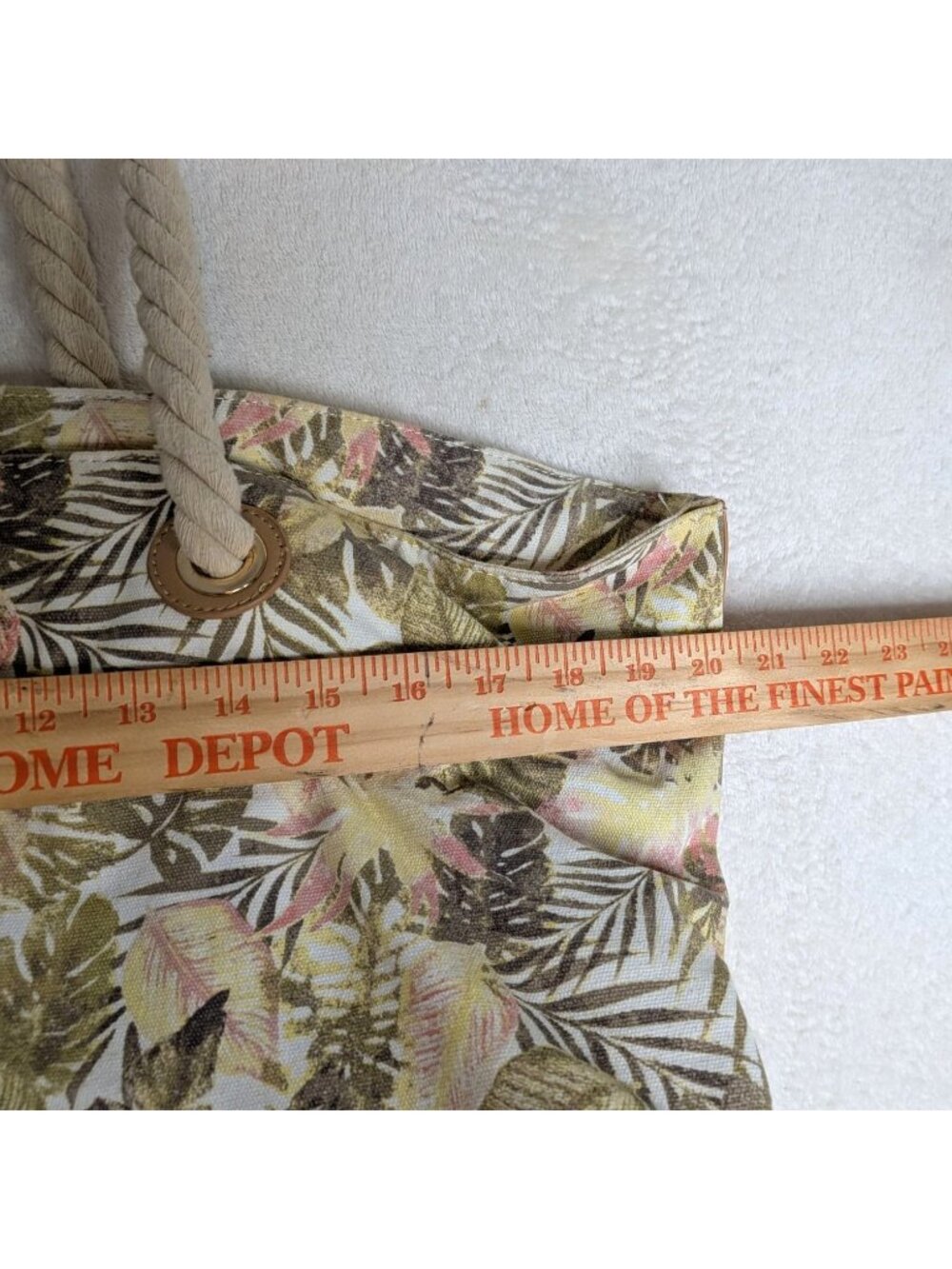 Margaritaville Tropical Print Canvas Tote Bag With Rope Handles & Faux Leather B - Picture 5 of 11